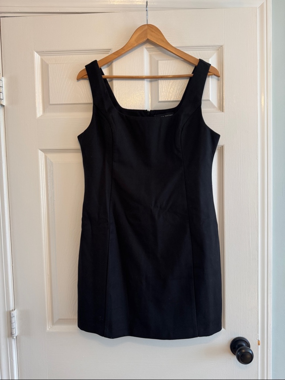 English Factory Black Square-Neck Mini Sheath Dress